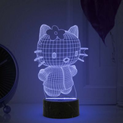 3D Illusion Hello Kitty Led Night Lamp with multicolored Light Best Gift for Children Girls Gift for Cartoon Lover